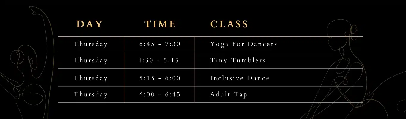 Thursday 2024-2025 Dance Class Schedule