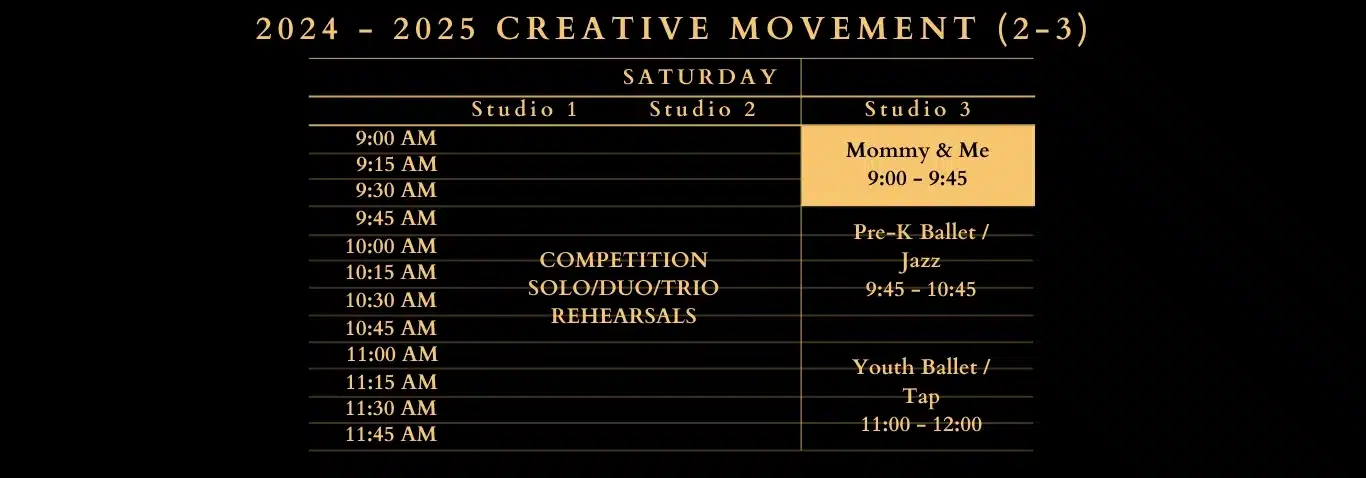 Creative movement class schedule 2024-2025