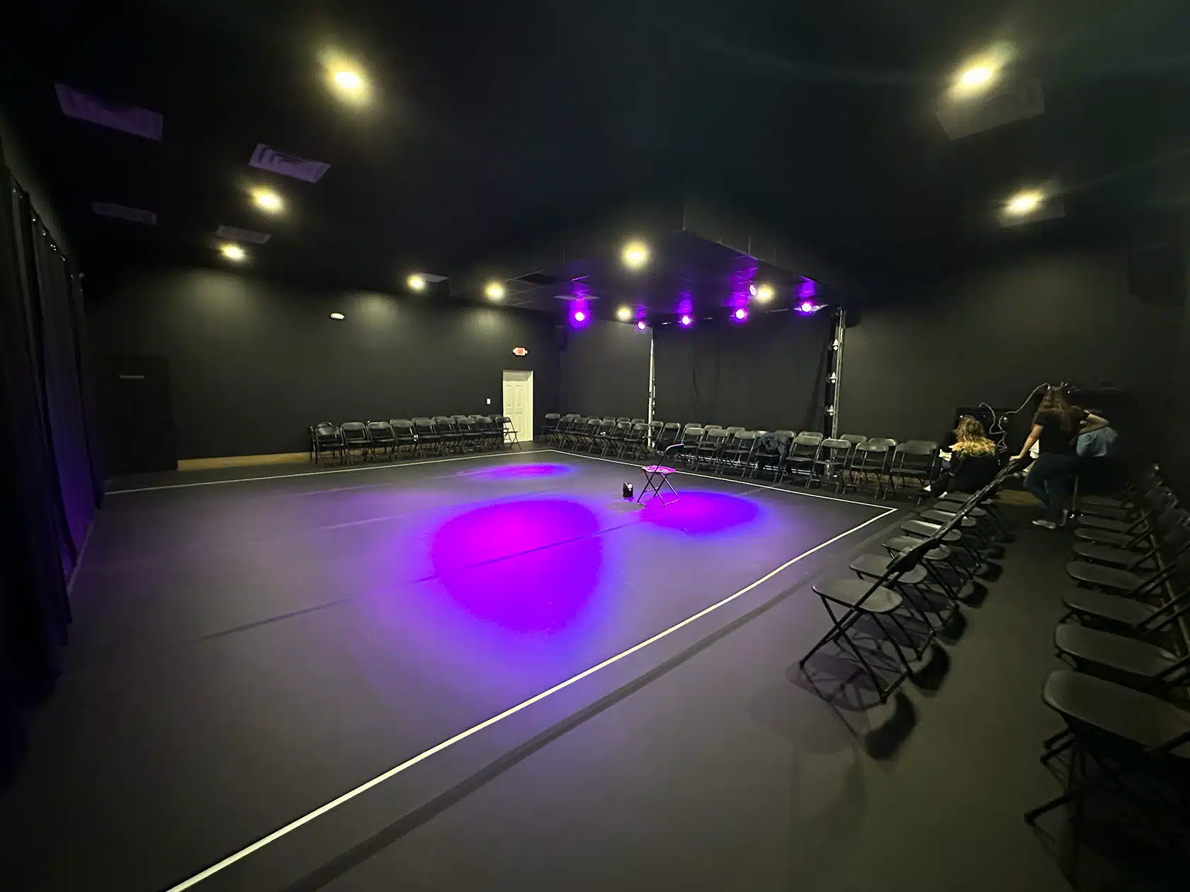 Chairs set around the dance floor of the Holy City Dance Center facility in Daniel Island