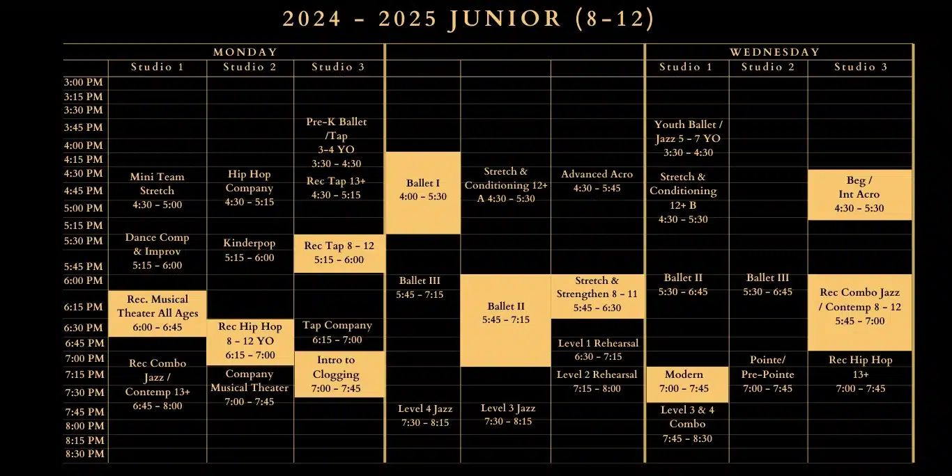 2024-2025 Junior (8-12) classes