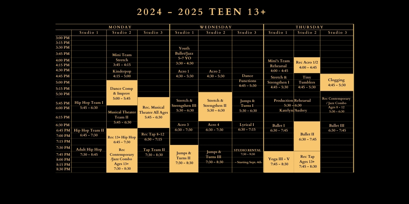 clements ferry teen 13+ class schedule