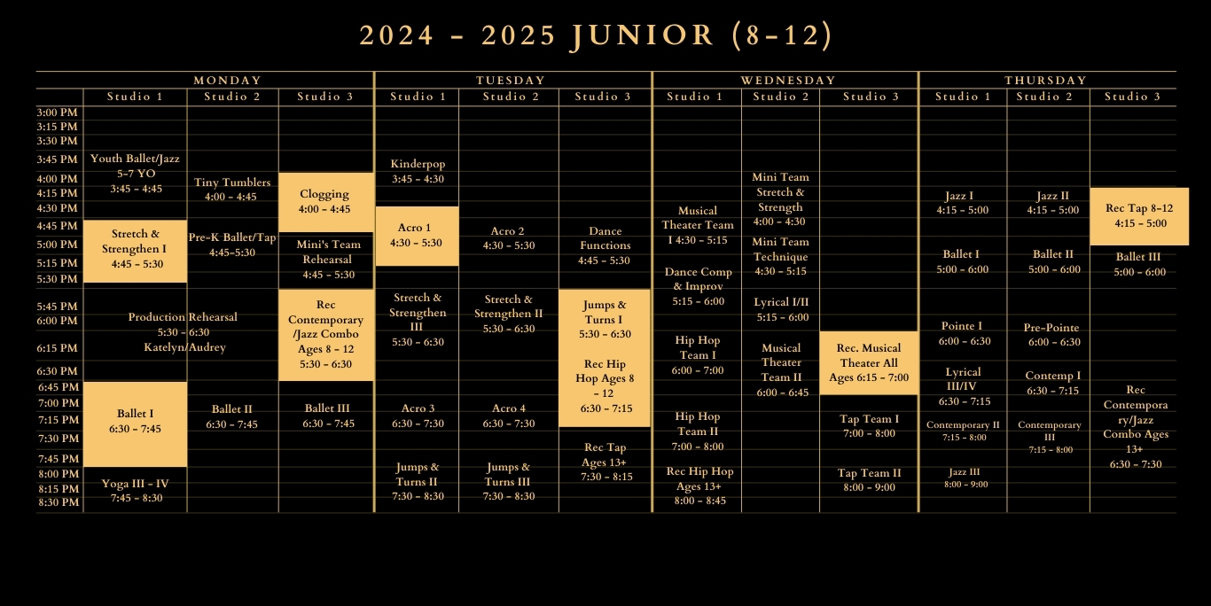 summerville junior 8-12 class schedule