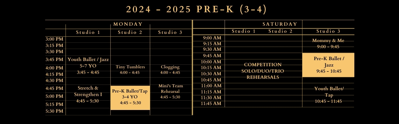 summerville pre-k 3-4 class schedule